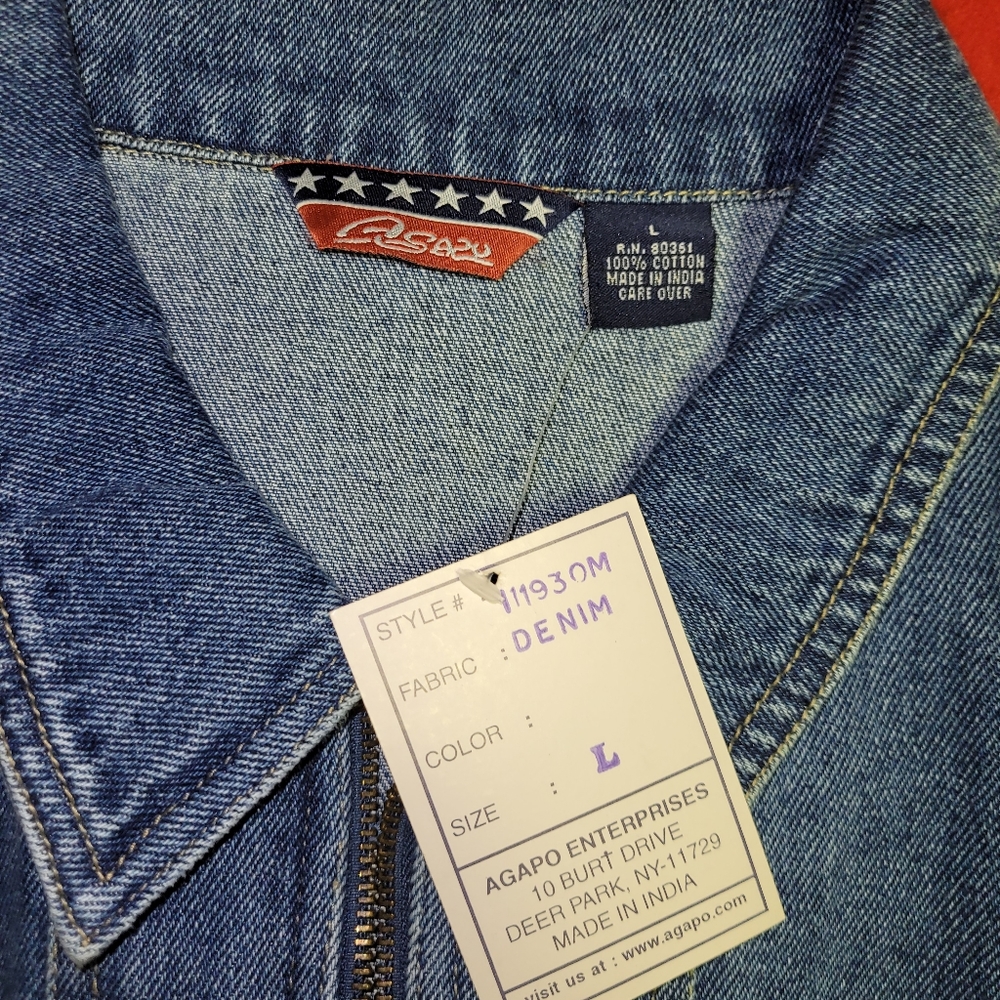 Nwt agapo floral embroidery Jean jacket sz large - Picture 2 of 4